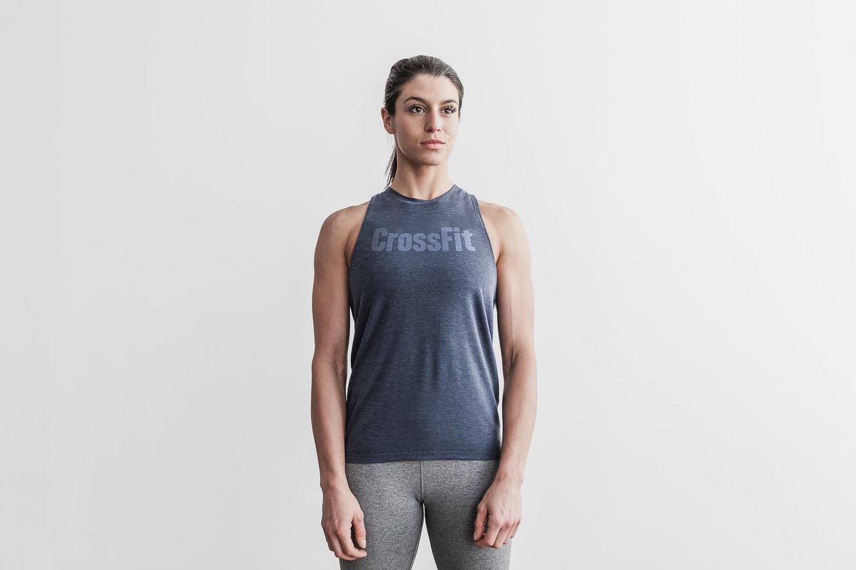 Nobull Crossfit® High-Neck Women's Tank Tops Navy | Australia (CF4950)